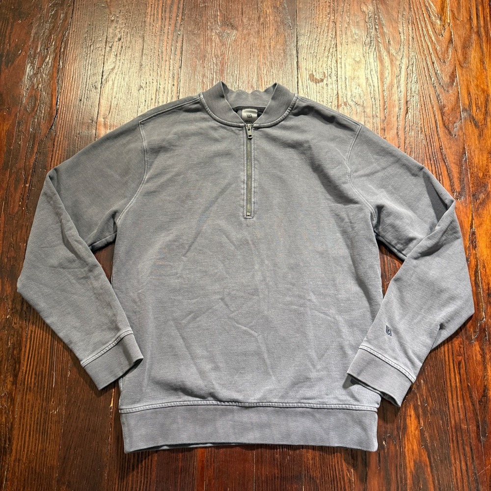 VRST Pullover Mens Small Gray Faded 1/4 Zip Performance Shirt Sweater